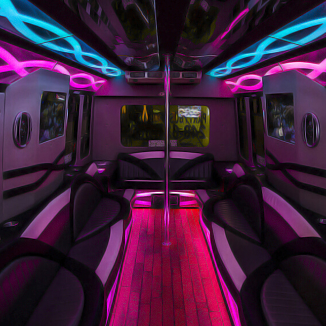Inside party bus